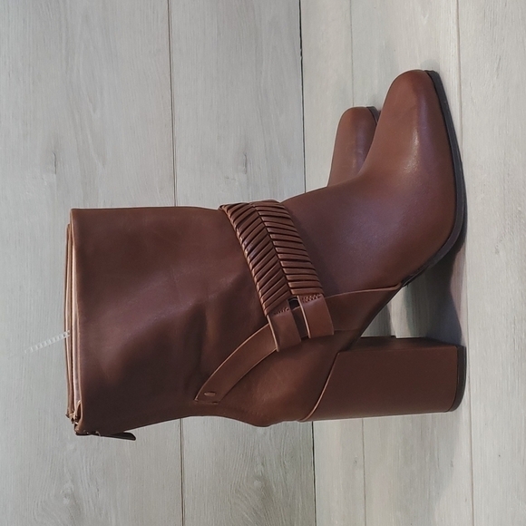 AD & DAUGHTERS Womens Anthropologie Mid Calf Heels Leather Booties shoes sz 6.5 - Picture 2 of 16